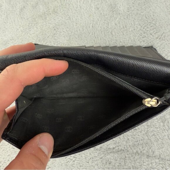 CHANEL Coco Button Leather Bifold Long Wallet Black - Picture 8 of 15
